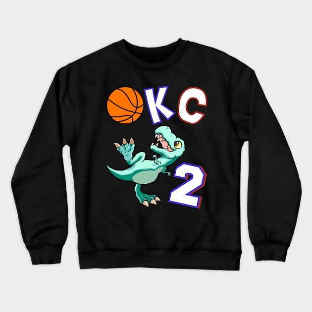 OKC Dinosaurs Basketball Squad Jersey #2 Crewneck Sweatshirt by WavyDopeness